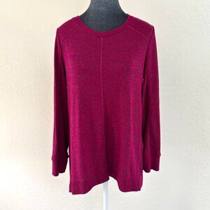 Chico's Zenergy - Marled Tunic Sweater - Raspberry/Black - Size 1 (Wms Size 8)